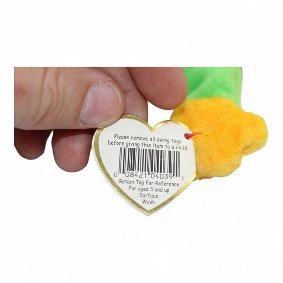 Ty Beanie Baby Retired 1997 Smoochy The Frog Plush Toy Green & Yellow Collectibl - Picture 9 of 9